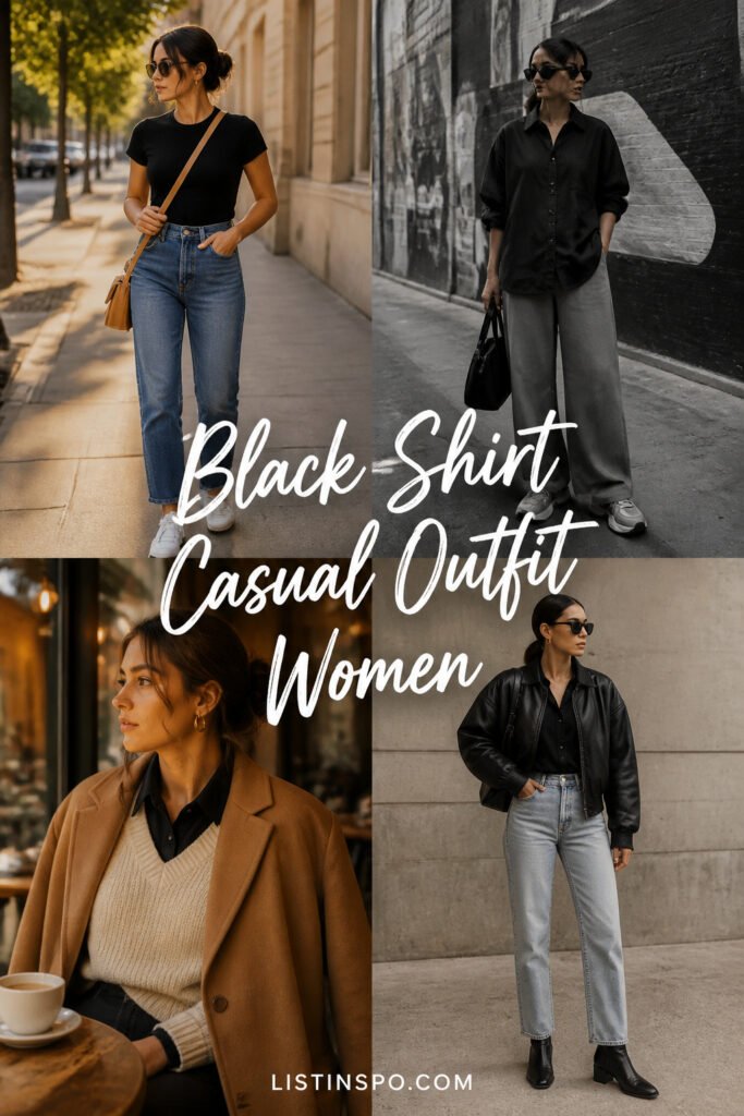 15 Fun Black Shirt Outfit Casual Women for Women