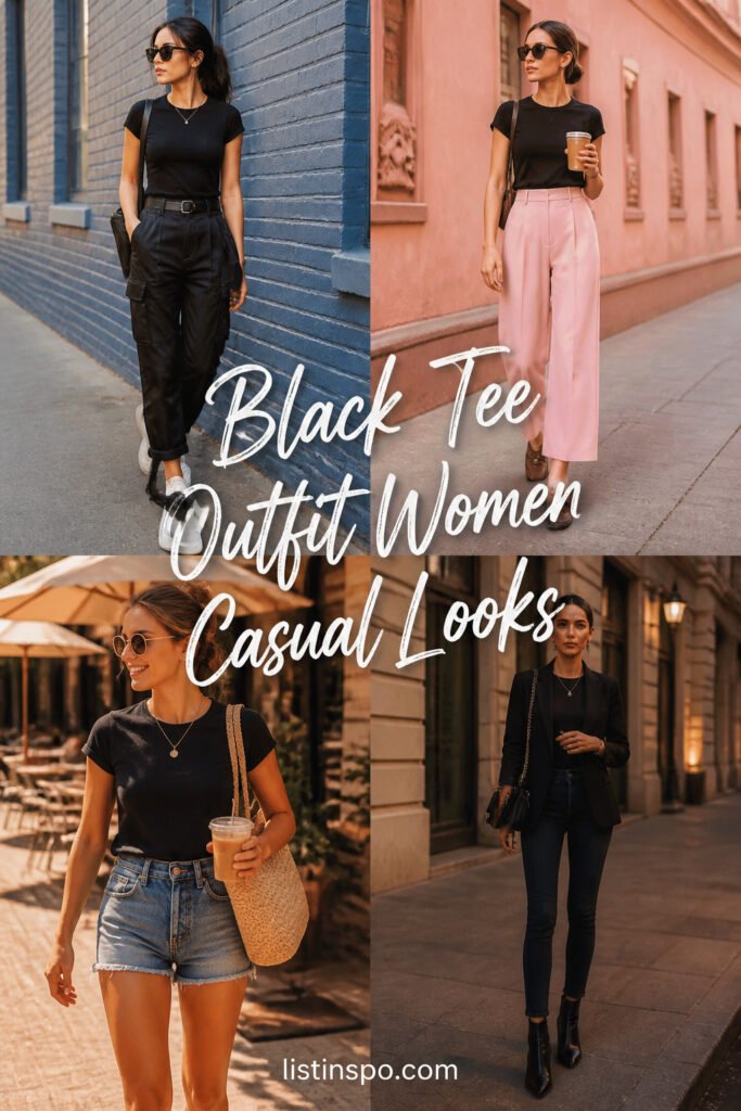 12 Top Black Tee Outfit Women Casual That Look Expensive