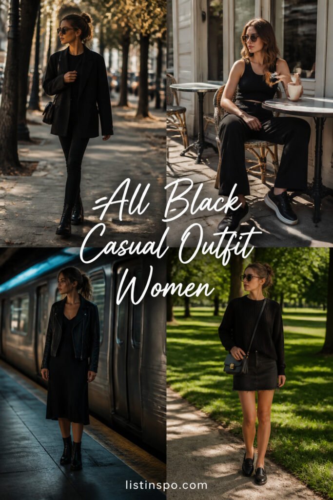 20 Fun All Black Casual Outfit Women for Everyday Wear