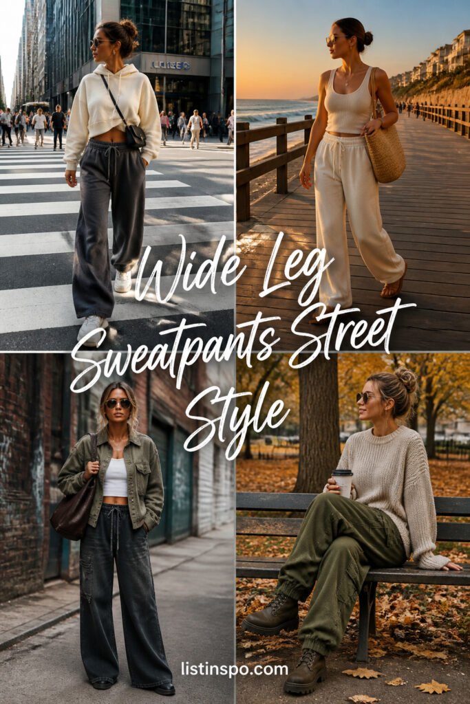 20 Fun Wide Leg Sweatpants Street Style for Everyday Wear