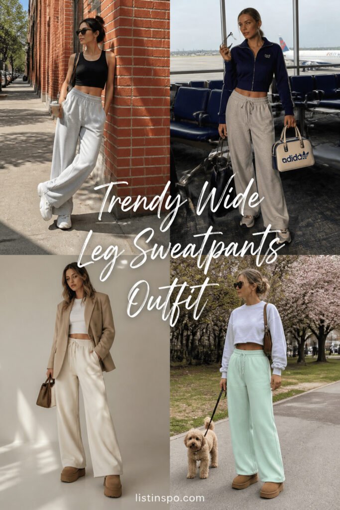20 Cool Trendy Wide Leg Sweatpants Outfit That Slay