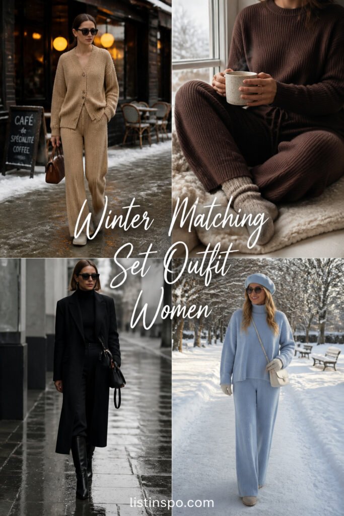 12 Fun Winter Matching Set Outfit Women Worth Trying