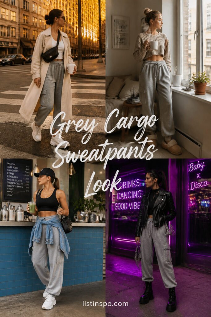 10 Best Grey Cargo Sweatpants Look That Are Trending